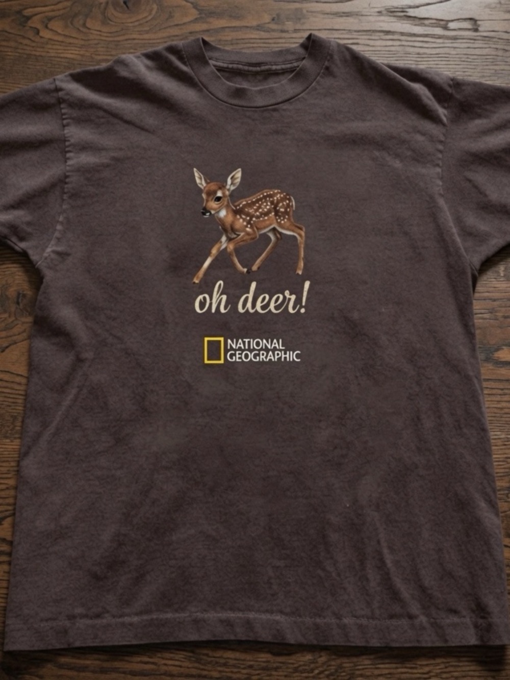 Dark Chocolate Graphic Tee with Fawn Illustration